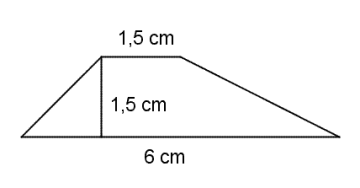 Et trapes der de parallelle sidene har lengde 1,5 cm og 6 cm, og der høyden er 1,5 cm